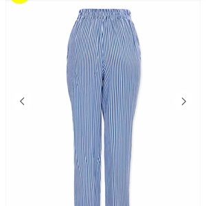 Striped Blue/White Ankle Pants